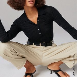 Zara High Waisted Tapered Tan Full Length Pants